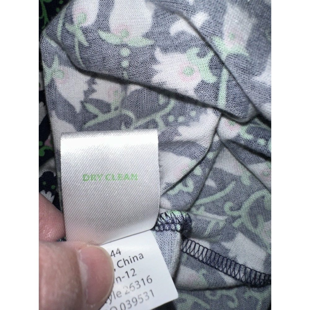 Lilly Pulitzer Dress Size Lg Floral Ruffle Sleeve Silk Fit and Flare V-neck - Picture 5 of 8